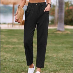 E-Rétro | Black Pocket Elastic-Waist Pants
